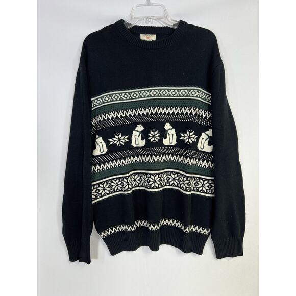 Men’s Fair Isle Nordic Cotton Pullover Sweater Holiday Bears Docker’s Sz XL - Picture 3 of 12